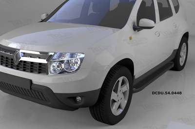 Пороги алюминиевые (Sapphire Black) Renault Duster (Рено Дастер) (2012-) / Nissan Terrano (2014-)