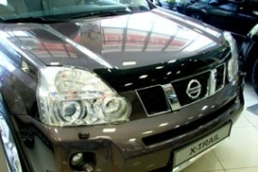 Дефлектор капота Nissan X-Trail (Ниссан Икстрейл) (2007-/2010-) (темный)