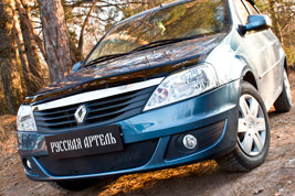 Renault Logan 2010-2013 Зимняя заглушка решетки переднего бампера ZRRL-037502