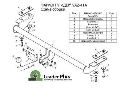 VAZ-41A ТСУ для LADA VESTA 2015-2023 SD, SW без ЭП, 1200/75 кг
