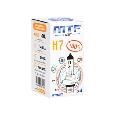 MTF Галогенная лампа H7 12v 55w Standard+30% 2900K