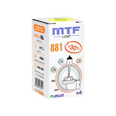 MTF Галогенная лампа H27 12v 881 27w Standard+30% 2900K