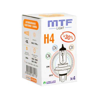 MTF Галогенная лампа H4 12v 60/55w Standard+30% 2900K
