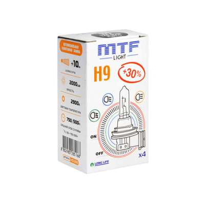 MTF Галогенная лампа H9 12v 65w Standard+30% 2900K