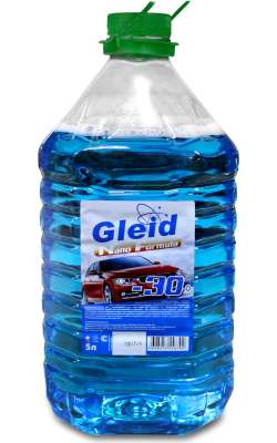 GLEID Незамерзающая стеклоомывающая жидкость -33град, 5л зимняя (синий цвет, зеленая крышка)