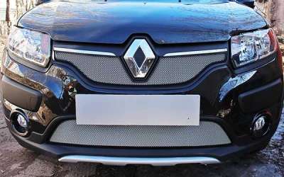 Защита радиатора Renault Logan 2014-/Renault Sandero 2014-/Renault Sandero Stepway 2014- chrome верх
