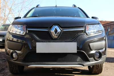 Защита радиатора Renault Sandero Stepway 2014- black низ