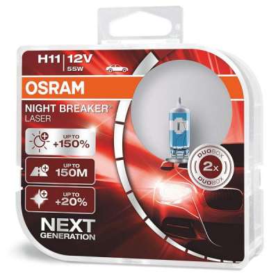 Лампа Osram H11 55W 12V Night Breaker Laser Next Generation (+150%) (2 шт.)