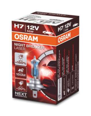 Лампа H7 55W 12V PX26D  OSRAM Xenarc Night  Breaker Laser +150% картонная коробка