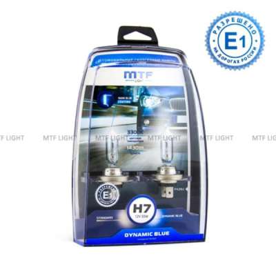 Галогенные автолампы MTF Light серия DYNAMIC BLUE H7 12V, 55W 3300K
