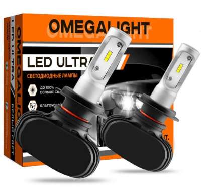 Лампа LED Omegalight Ultra LED H11/LED H8/LED H9 2500lm (1шт) оранжевая коробка