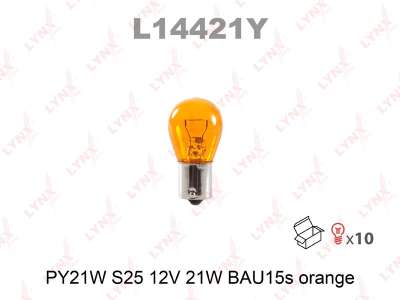 Лампа накаливания PY21W 12V BAU15S ORANGE LYNXauto желтая цокольная