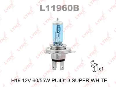Лампа галогеновая H19 12V 60/55W PU43t-3 SUPER WHITE LYNX Japan