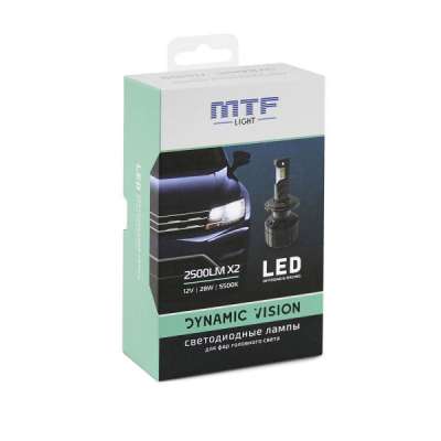 Светодиодные лампы MTF Light, серия DYNAMIC VISION LED H4, LED H19 28W, 2500lm, 5500K, кулер, 2шт.