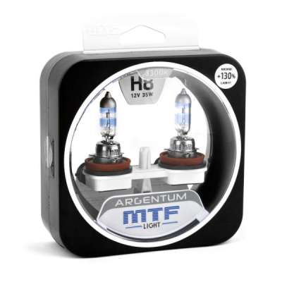 Галогенные автолампы MTF Light серия ARGENTUM +130% H8 12V, 35W, 3300K